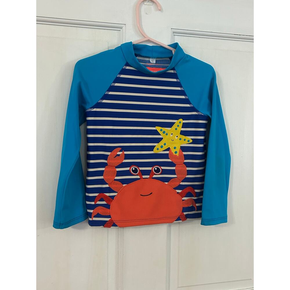 Baby Boden Blue Crab Swim Top - Size 2-3 Years